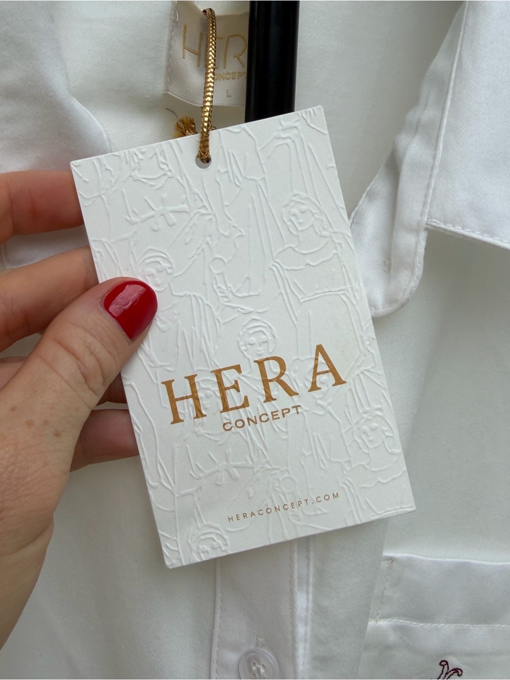 Hara White Organic Cotton Embroidered Goddess Button Down Tunic Shirt L NWT - Picture 17 of 17